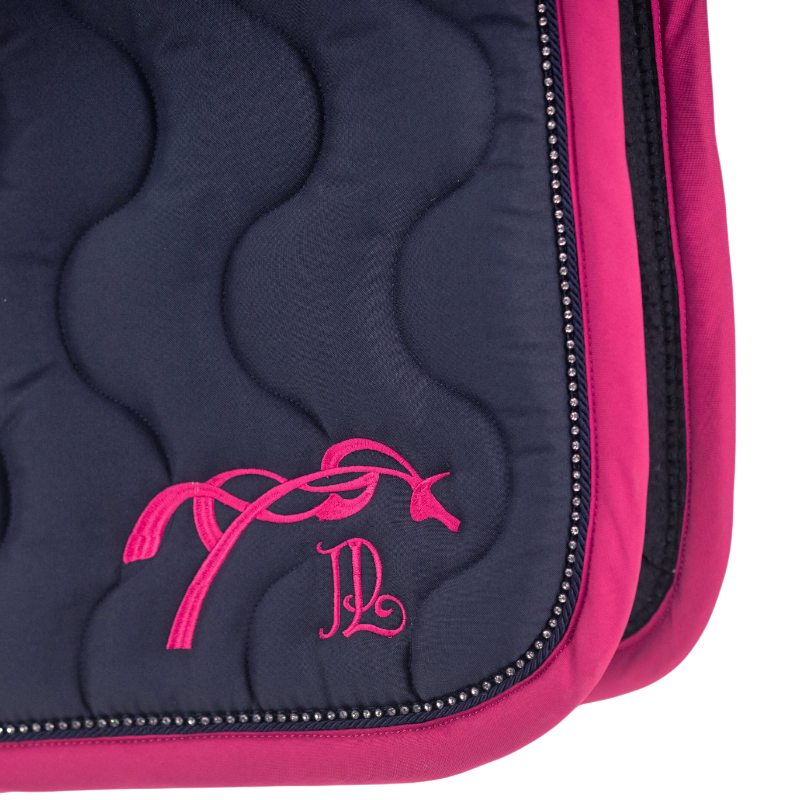 Pénélope - Tapis de selle Diamant marine/ fuschia