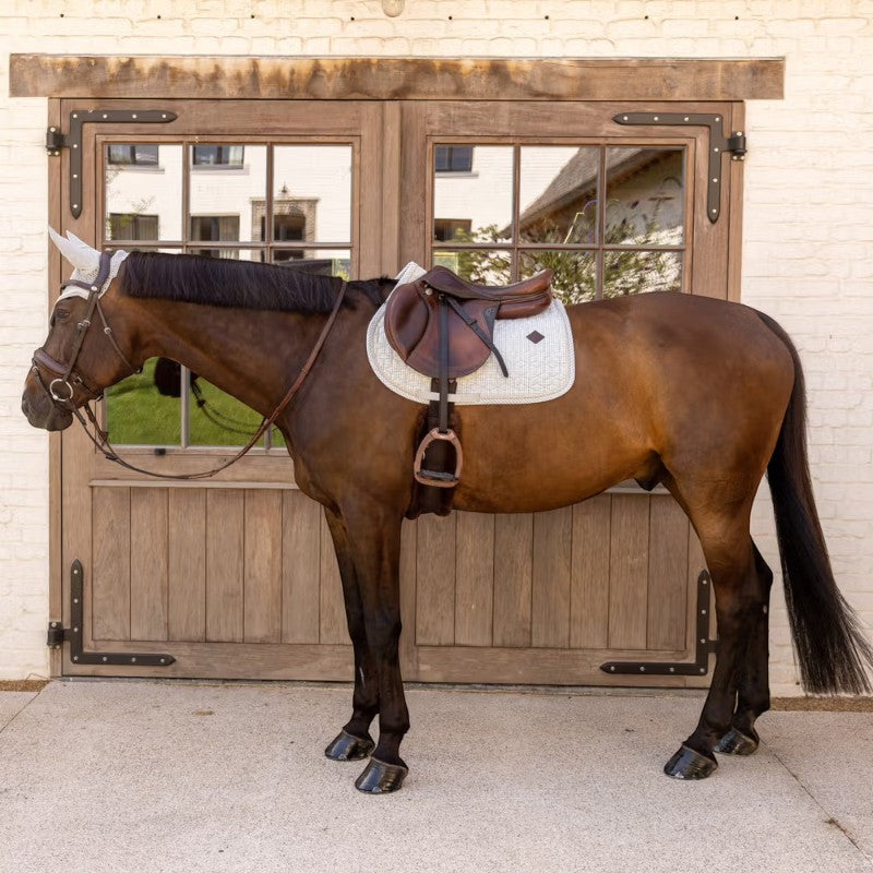 Kentucky Horsewear - Tapis de selle Velvet Printing pied de poule gris/ blanc