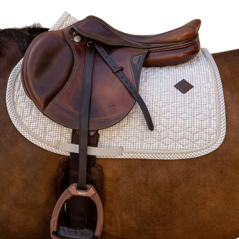 Kentucky Horsewear - Tapis de selle Velvet Printing pied de poule gris/ blanc